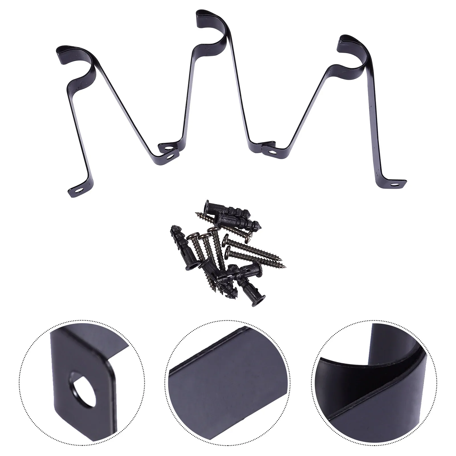 

3pcs R-Type Curtain Pole Bracket Retro Single Rod Thickening Support Steel Easy Install Home Office Decor Valance Rod