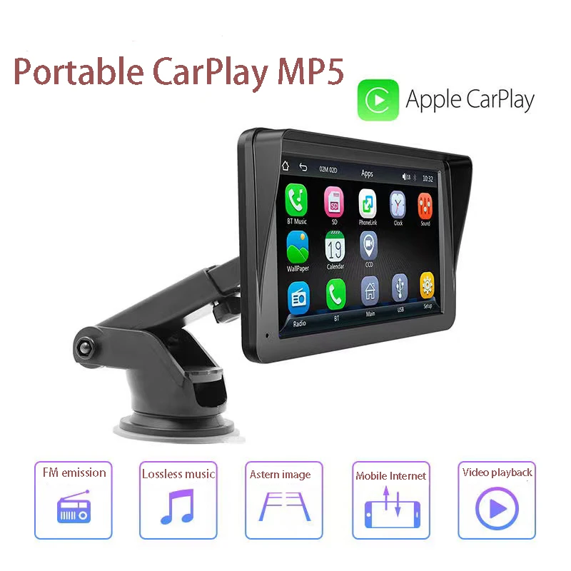 Carplay 2 Din Multimedia Player 7 Inch Portable Car Radio Audio Stereo Touch Screen Video MP5 Bluetooth FM Player