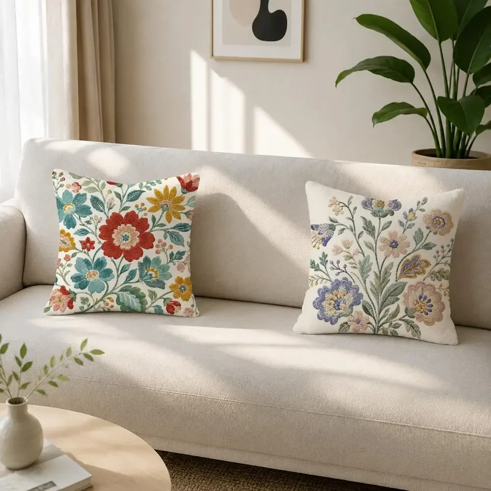 Art Luxury Paris Art Black White 2D Flat Floral Cushion Cover Soft Plush Fluffy Throw Pillow Cases for Sofa Bedroom Home Decor