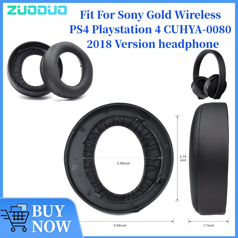 

ZUODUO Replacement Earpads for Sony Gold Wireless PS4 Playstation 4 CUHYA-0080 2018 Version Earmuffs Cushion Repair Part