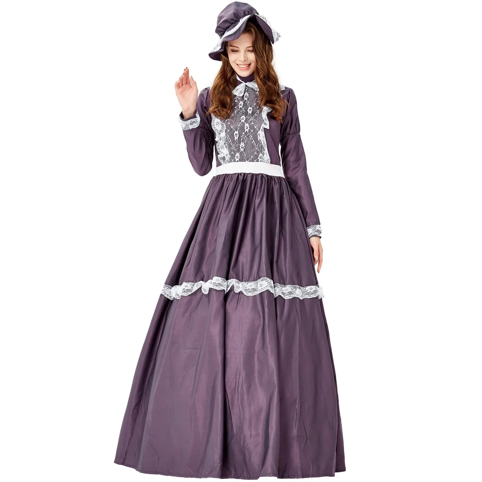 

Lolita Carnival Halloween Lady Little House On The Prairie Costume American Pioneer Pilgrim Playsuit Cosplay Fancy Party Dress