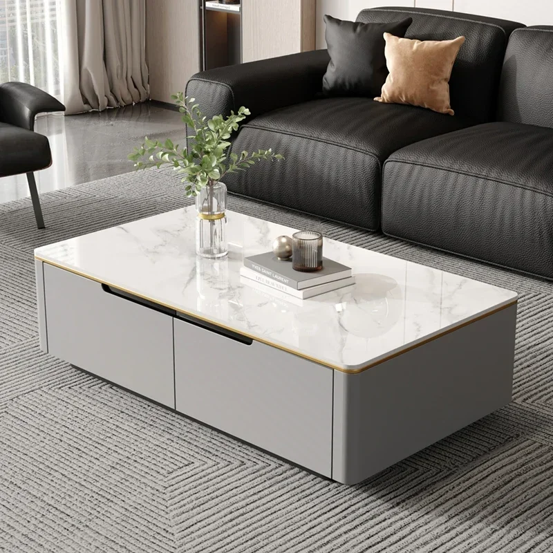 

Design Luxury Modern Coffee Table Aesthetic Storage Drawer Minimalist White Coffee Table Living Room Mesa Centro Salon Furniture