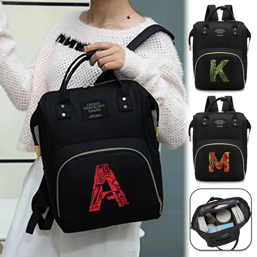 Mummy Large Capacity Bag Diaper Bag Backpack Mommy Backpack Baby Care Stuff Organizer Engrave Image Series Travel Essentials