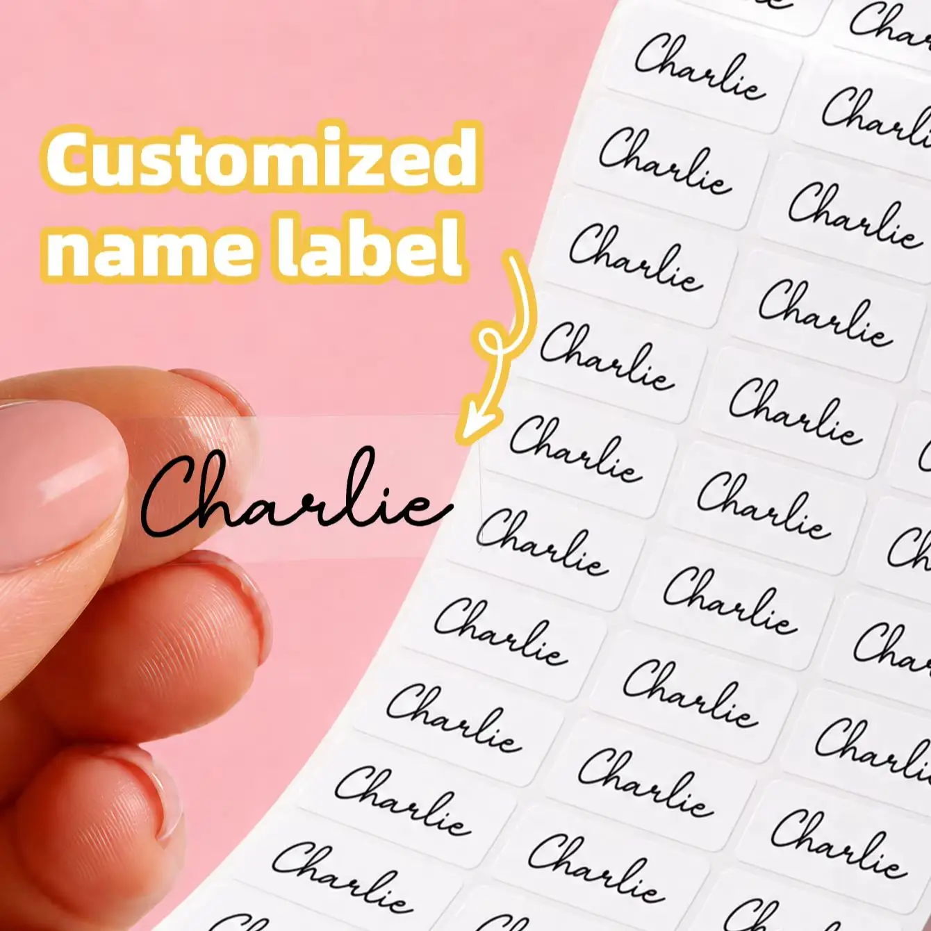 1-400PCS Custom Name Stickers with Personalized Text&Images for Envelopes,Lunch Boxes,Pencil Cases&Headphones Labels