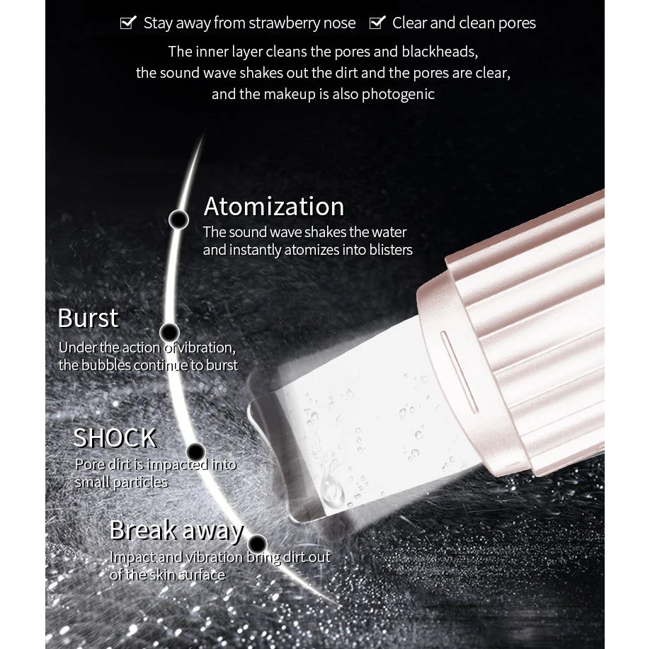 Multi Functional Ultrasonic Skin Scraper Beauty Device, Facial Blackhead Shovel Introduction Device, Household Pore Cleaner