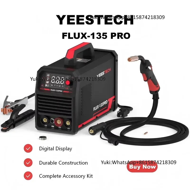 YEESTECH FLUX-135PRO 3-in-1 Digital Display Inverter IGBT Flux Core Gasless MIG/Lift TIG/Stick Welding Machine 135A 110V