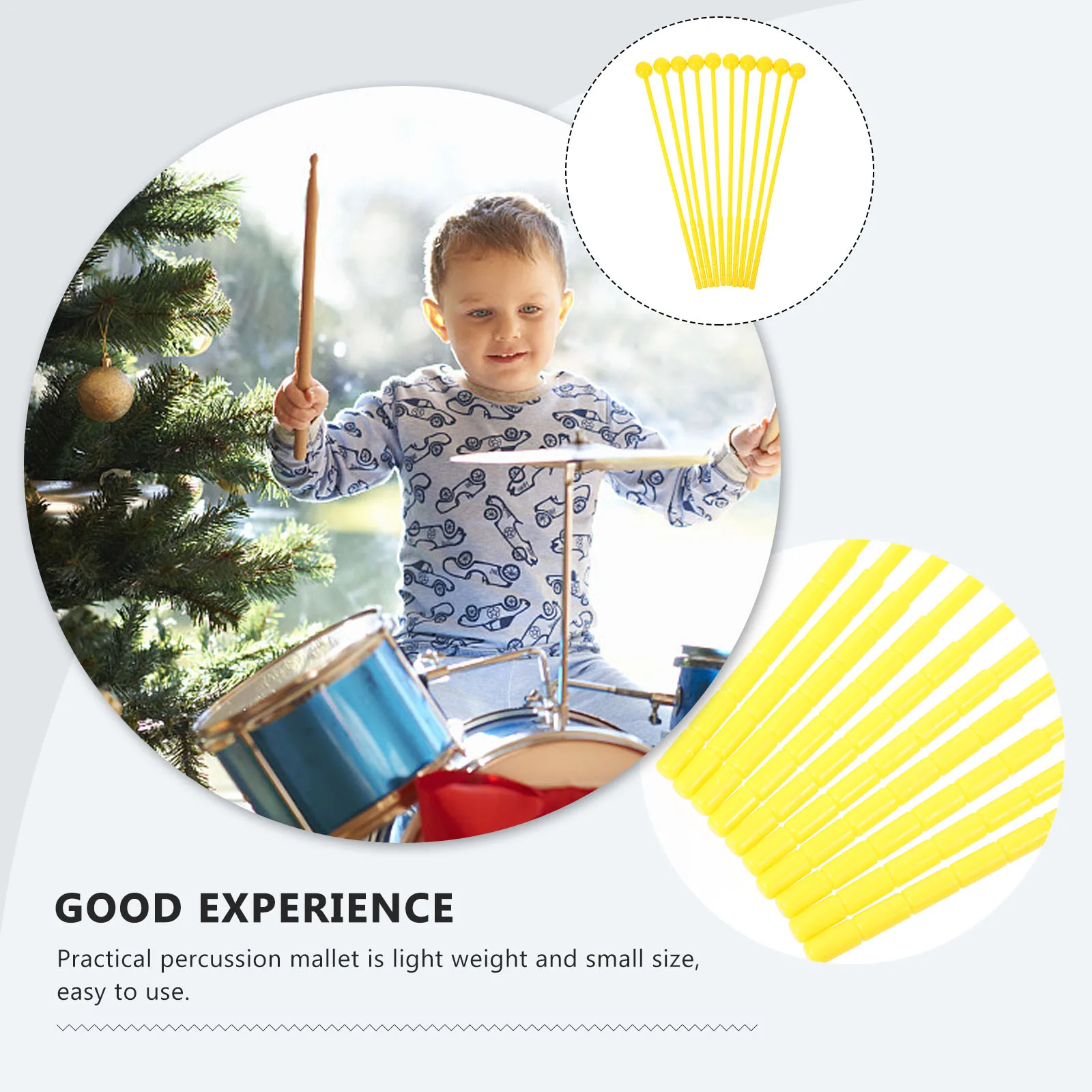 

10Pcs Kids Lightweight Drum Mallets Plastic Performance Drumsticks Musical Instrument Tongue Drum Xylophone Marimba Tools