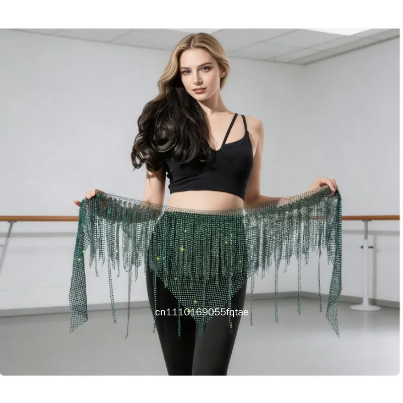 

Пояс-шарф для танца живота с кисточками, треугольный, для женщин и девочек, для тренировок, соревнований и выступлений, аксессуар для танцев