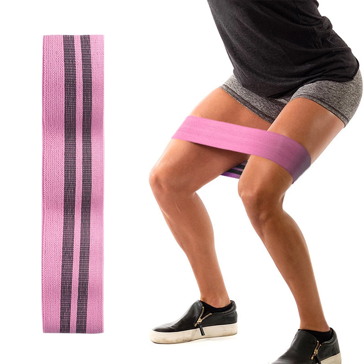 

Women Pink L Hip Elastic Band Booty Builder Resistance Bands Squat Glutes Leg Workout Fitness Exercise Tension Band