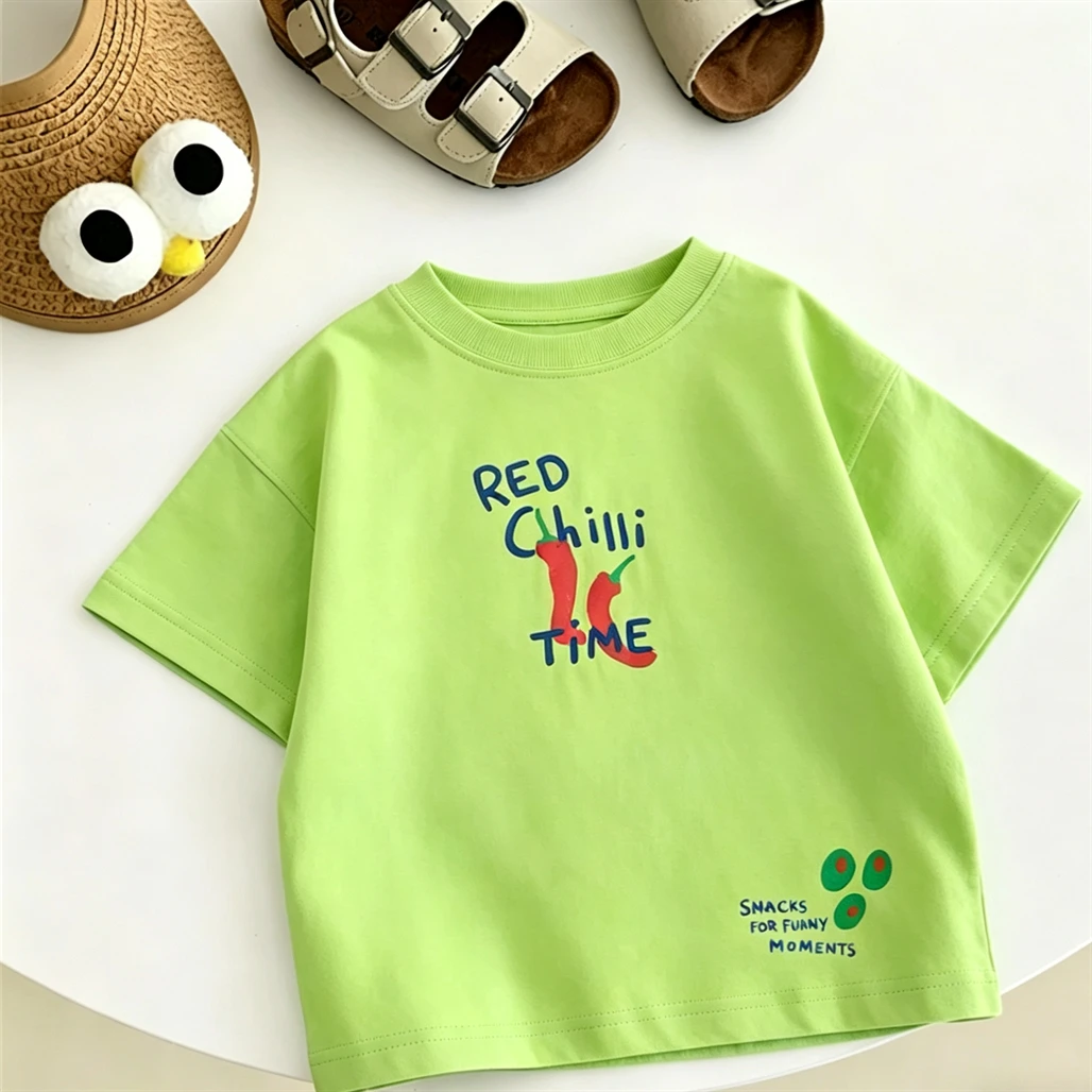 1-7Age Child Lovely Tshirt Printing Tops Summer Clothes Fruit T-shirt Simple All-match Base Shirt Baby Boys Thin Short Sleeve