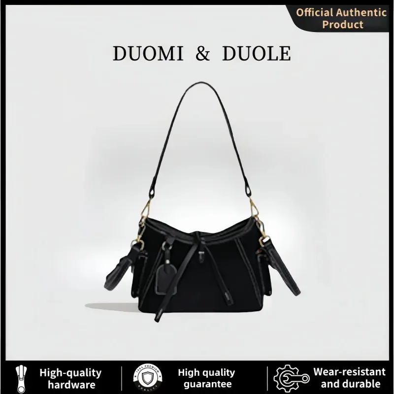 

Весенняя ретро-сумка 2026 года, повседневная, черная, из матовой искусственной кожи, на плечо, с бантом, золотой фурнитурой и биркой-шармом, для женщин, в наличии