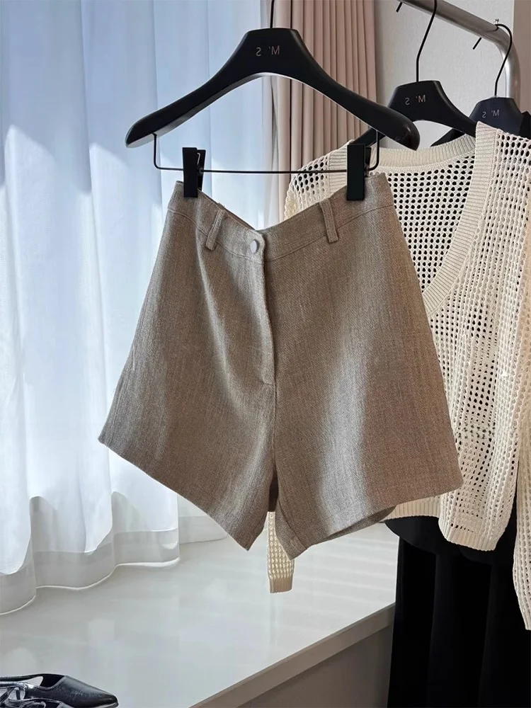 

High Waist A-Line Linen orts Women's Casual Loose Fit Summer Pants Straight Leg Korean Sle Commute Wind Pear Body pe
