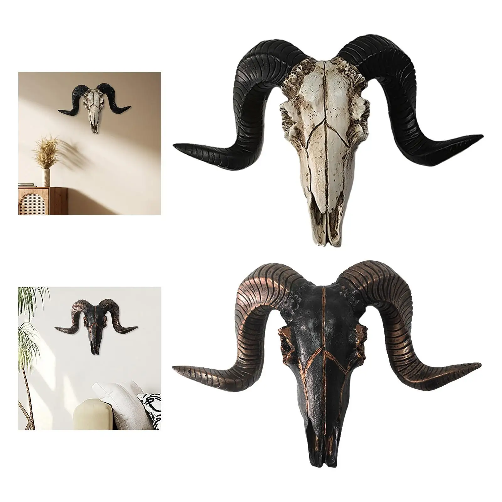 Sheep Head Statue Sheep Head Wall Decor Retro Style Decoration Sheep Head Sculpture for Office Gallery Bar Living Room Bedroom