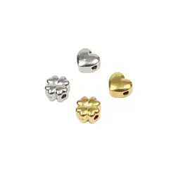 5pcs 316L Stainless Steel Big Hole Heart Leaf Anti Allergic Women Girl Charms Pendant DIY Jewelry WaterProof Vacuum Plate