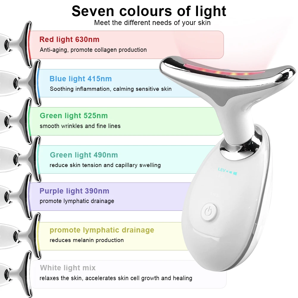 Neck Face Massager 3/7 Light Modes Skin Tightening and Lifting Tool Portable Wireless Face Sculpting Tool for Skin Care