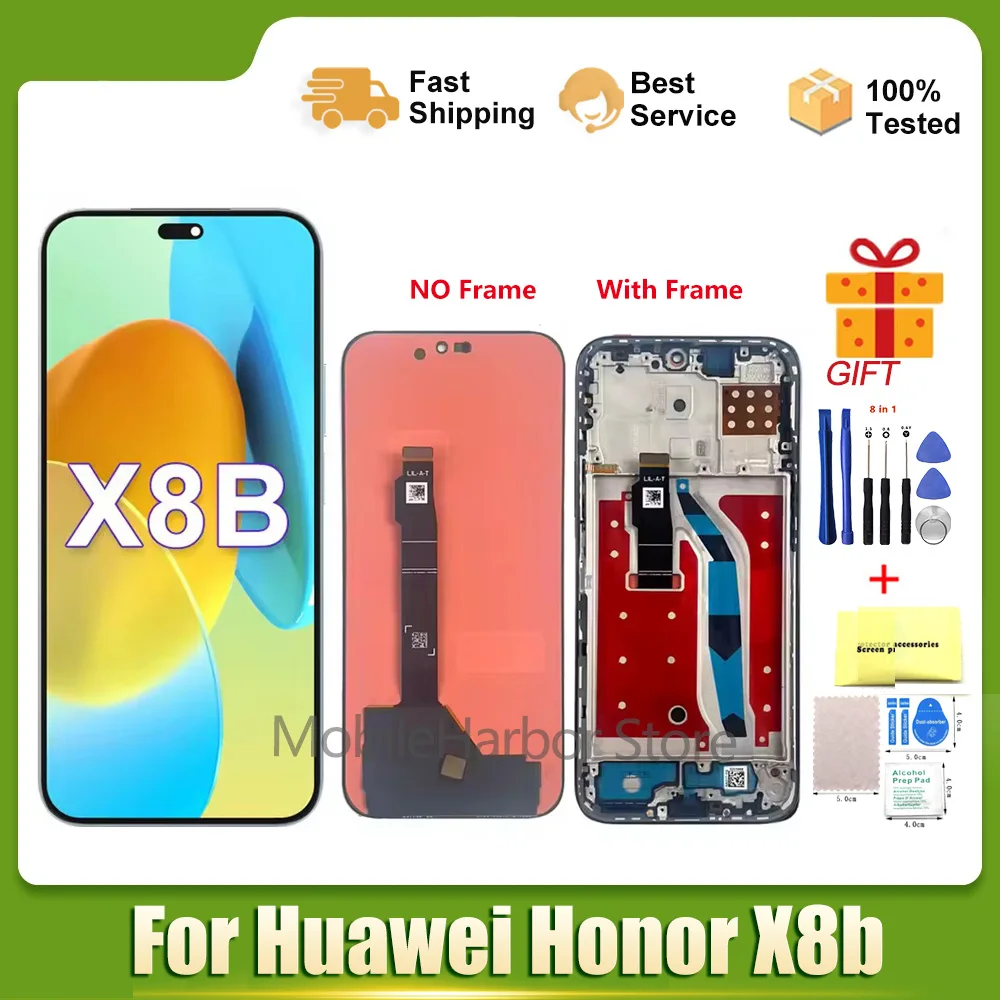 Tested AMOLED Display For Huawei Honor X8b LCD Display Touch Screen Digitizer For Honor X8B LCD Display Replacement