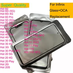 10Pcs/Lot For Infinix Hot 60 Pro 60i 50i 50 40 Pro 30 20 12 11 40i 30i 20i Touch Screen Front Outer Glass Panel Lens With OCA
