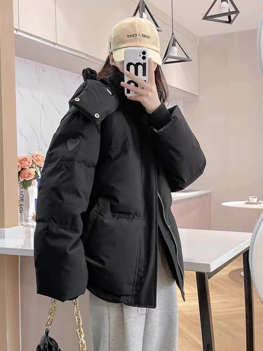 Parka com capuz com zíper para mulheres, casaco grosso e quente, jaqueta de algodão Puffer, outwear acolchoado de espessamento feminino, inverno