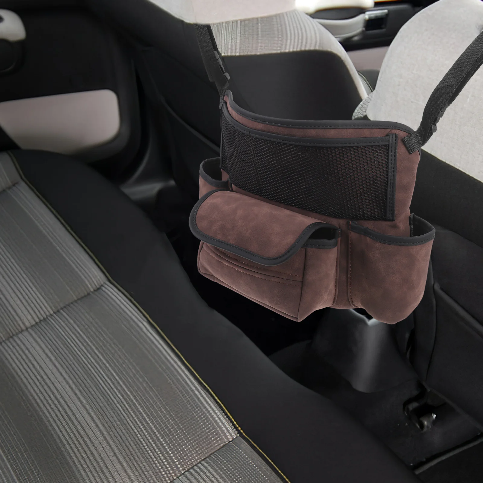 

Storage Bag PU Car Organizer between Seats Handbag Holder Front Seat Mesh Pocket Purse Storage Automotive Backseat