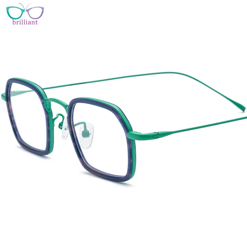 

Fashion Composite Acetate Titanium Square Eyeglass Frame Can Be Matched Myopia Anti Blue Light Color Changing Lenses Men Women