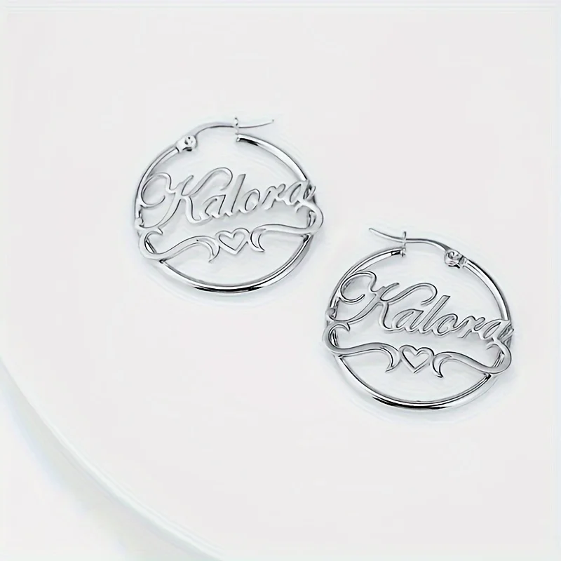 Серьги с именем и лентой в форме сердца на заказ для женщин, серьги золотого цвета из нержавеющей стали с персонализированным именем, серьги для свадебной вечеринки, ювелирный подарок