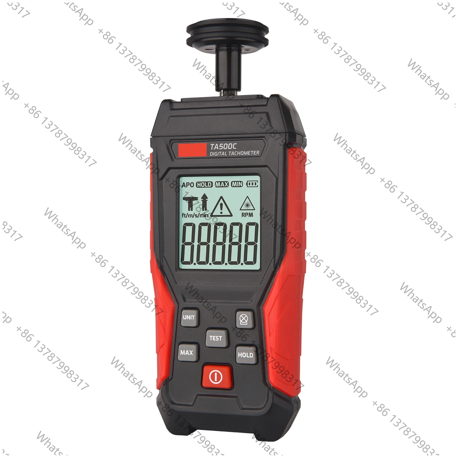 TA500C Digital Motor Tachometer Laser Contact Non-Contact RPM Meter 3-100000RPM for Electric Motor Backlit Max Min Hold