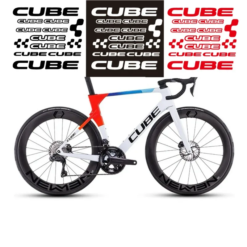 15 Stück 2D Flache Rahmenaufkleber, Selbstklebende Reflektierende Vinyl-Aufkleber mit CUBE-Logo Mehrfarbige Dekoration für Fahrradrahmen