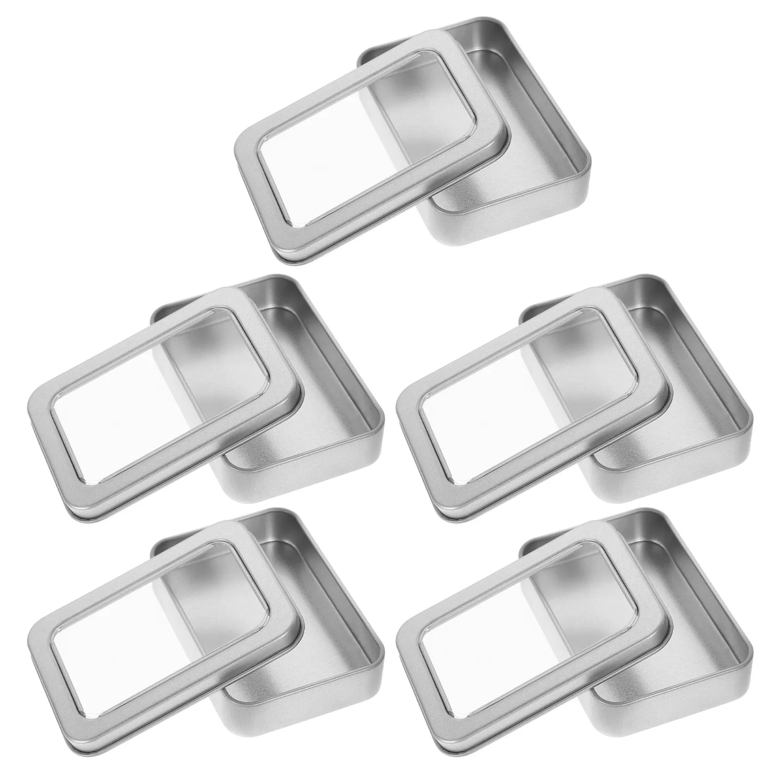 

5Pcs Card Box Metal Rectangular Sturdy Gaming Card Storage Case Organizer for Playing Cards Business Cards Button Beads Jewelry