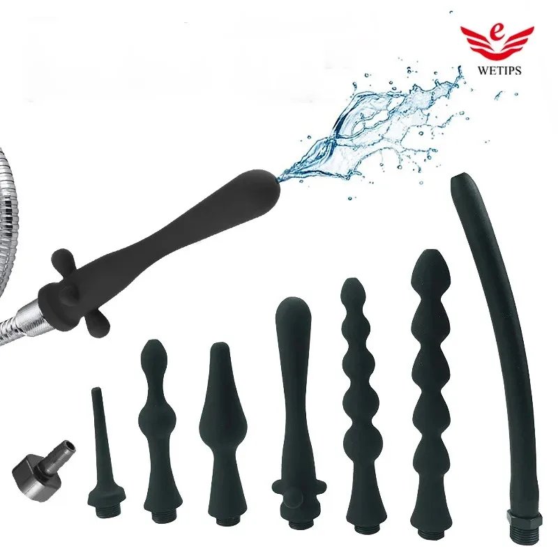 Silicone Enema Shower Analdusche Rectal Lavement Anal Shower Syringe Douche System Vaginal Cleansing Anal  Ducha Enema Cleaner