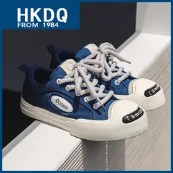 HKDQ Fashion Canvas Designer Shoes Men Breathable Blue Lace-up Vulcanization Sneakers For Man Non-slip Women Skateboarding Shoes