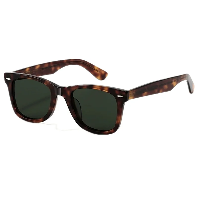 Vintage Square Handmade Acetate  Sunglasses Unisex UV400Integrated Nose Pad Insert Pin Temple Anti-deform Frame forDriving Trave