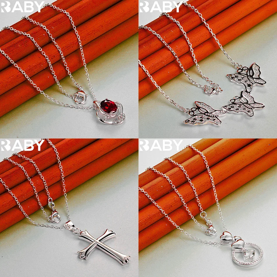 

URBABY 40-75cm 925 Sterling Silver Design Pendant Necklace For Women Men Anniversary Gift Popular Wild Fashion Romantic Jewelry