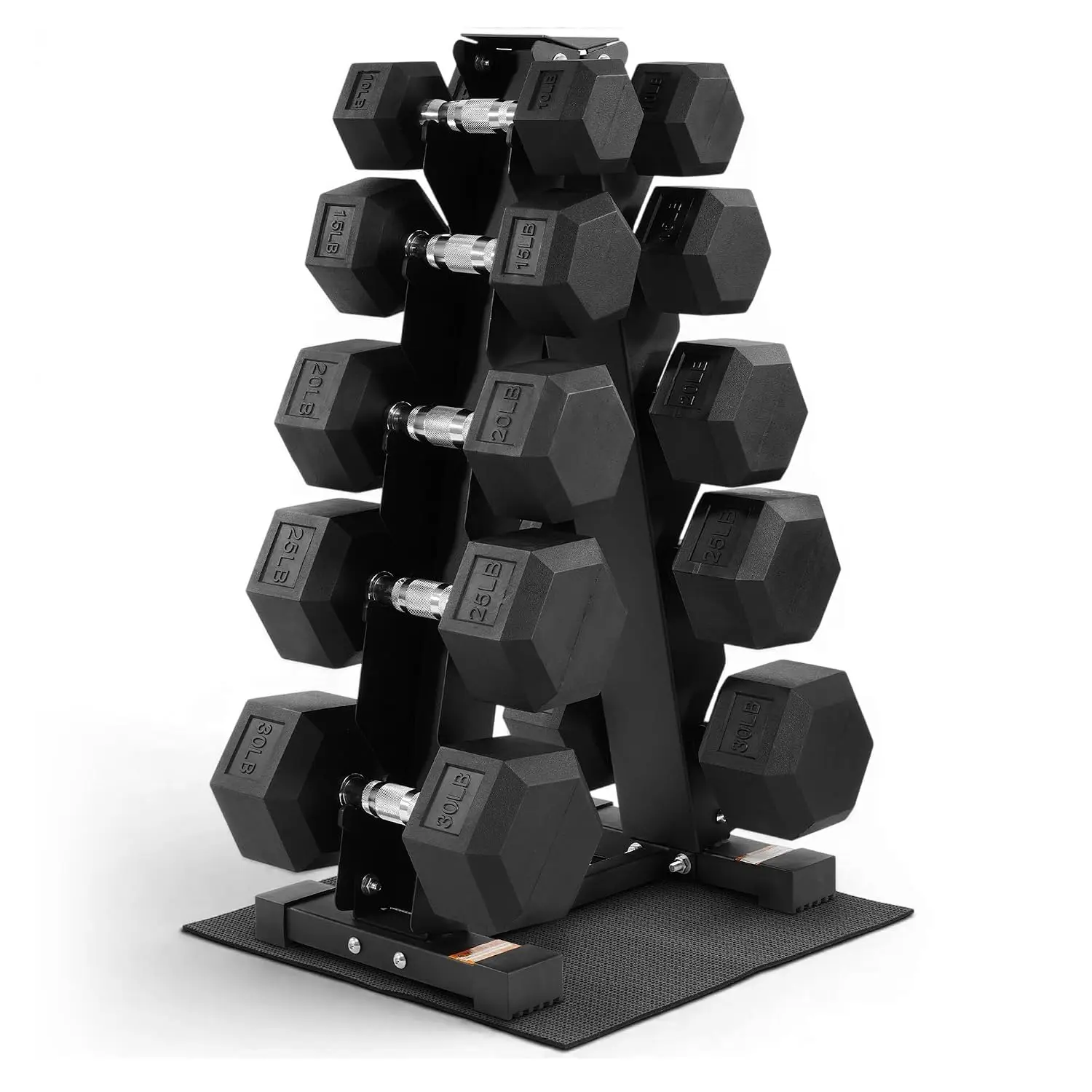 Rubber Coated Hex Dumbbell Weight Set with Storage Rack, 100LB or 150LB or 200LB Set, 5-20 lbs or 5-25 lbs or 10-30, Customized