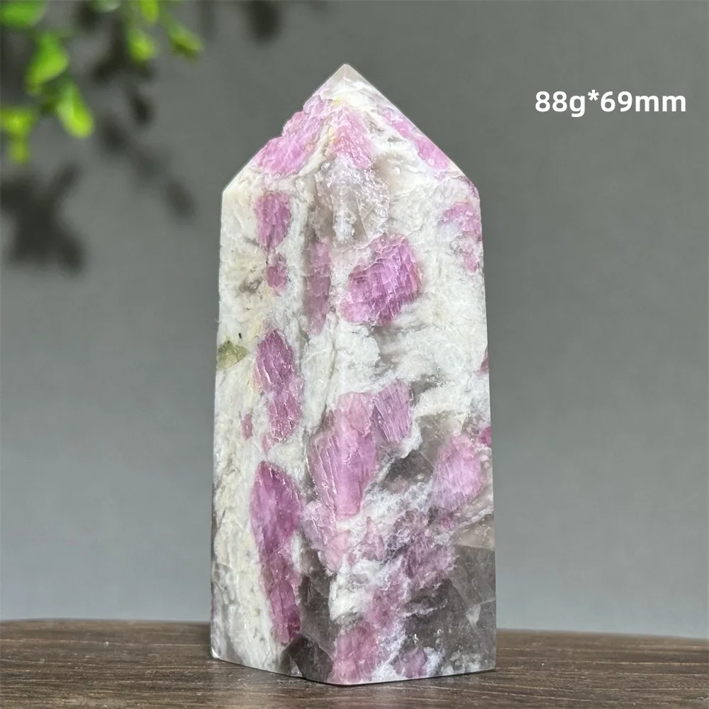 Natural Plum Blossom Tourmaline Obelisk Mineral Stone Specimen Treatment Reiki Energy Tower Home Decoration Collection