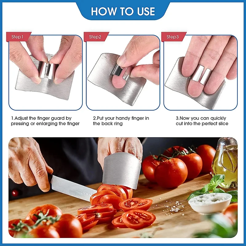 1Pcs Stainless Steel Finger Protector Anti-cut Finger Guard Safely Vegetable Cutting Hand Protecter For Kitchen Gadgets Tools
