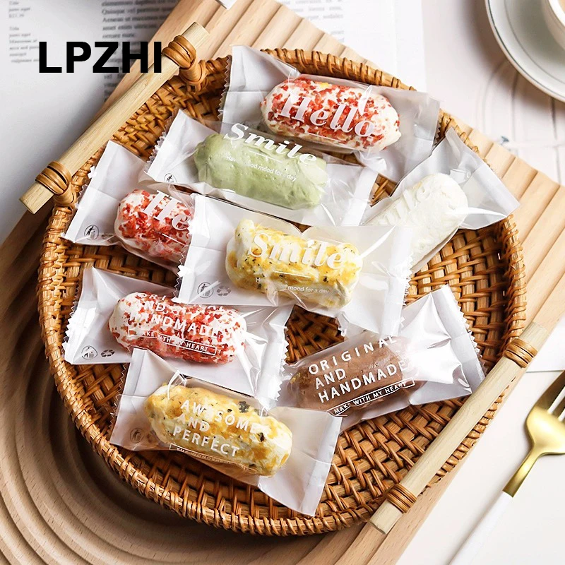 

LPZHI 100Pcs Transparent Machine Sealed Candy Bags Home Party Birthday Baby Shower Handmade Cookies Packaging Favors For Kids