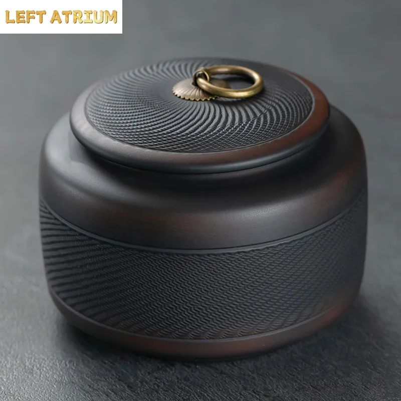 tea organizer Porcelain Purple pottery tea can Sealed moisture-proof jar ceramic purple clay awaken tea jar Pu erh storage jars