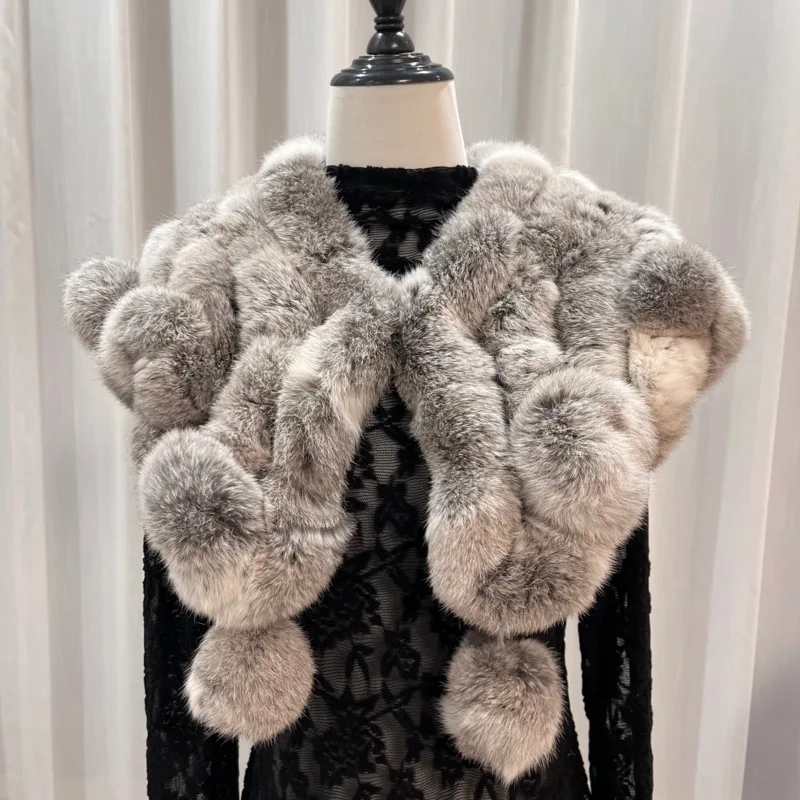 Real Rex Rabbit Fur Triangular Shawl Cape Winter Warm And Cold-resistant Fur scarf shawl  fashion thick outdoor keep warm scarf