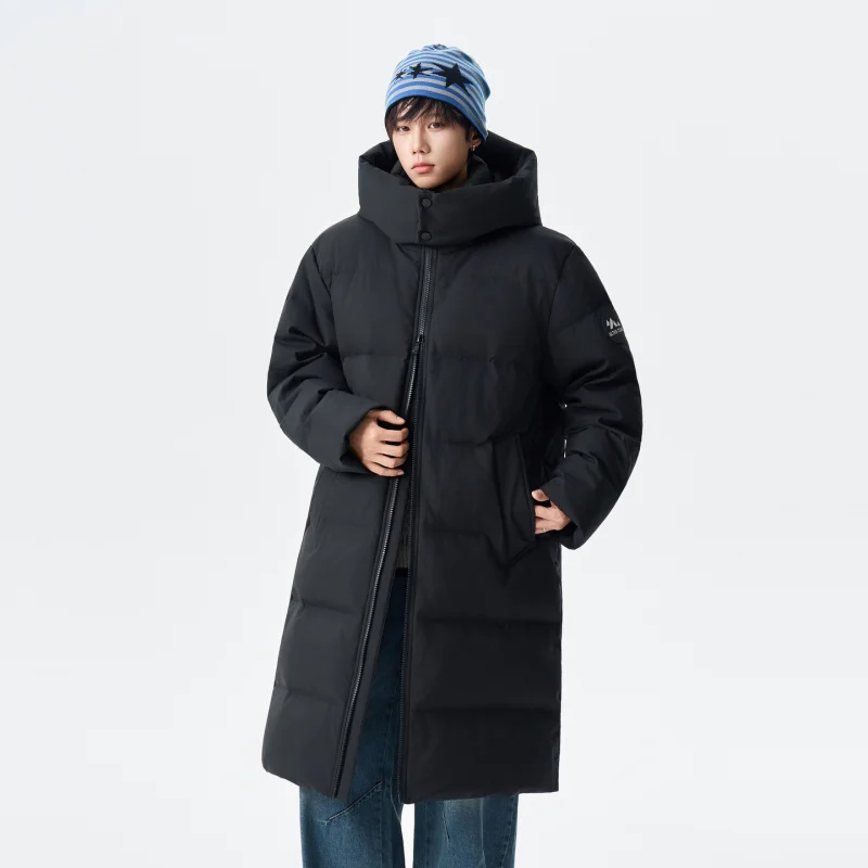 Jaqueta masculina GIOIOM, casaco longo de inverno com penas de pato branco, quente, solto, casual, casaco de algodão, jaqueta masculina