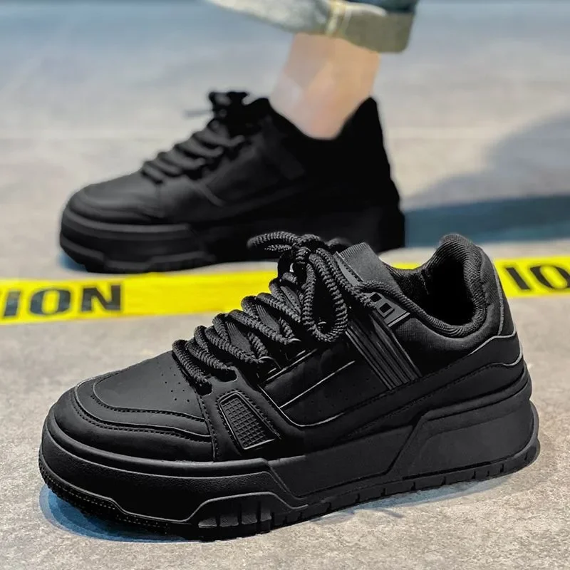 Men\'s Sneakers Fashion Platform Casual Shoe Skateboard Shoes for Men Lace Up Sports Shoes White Black