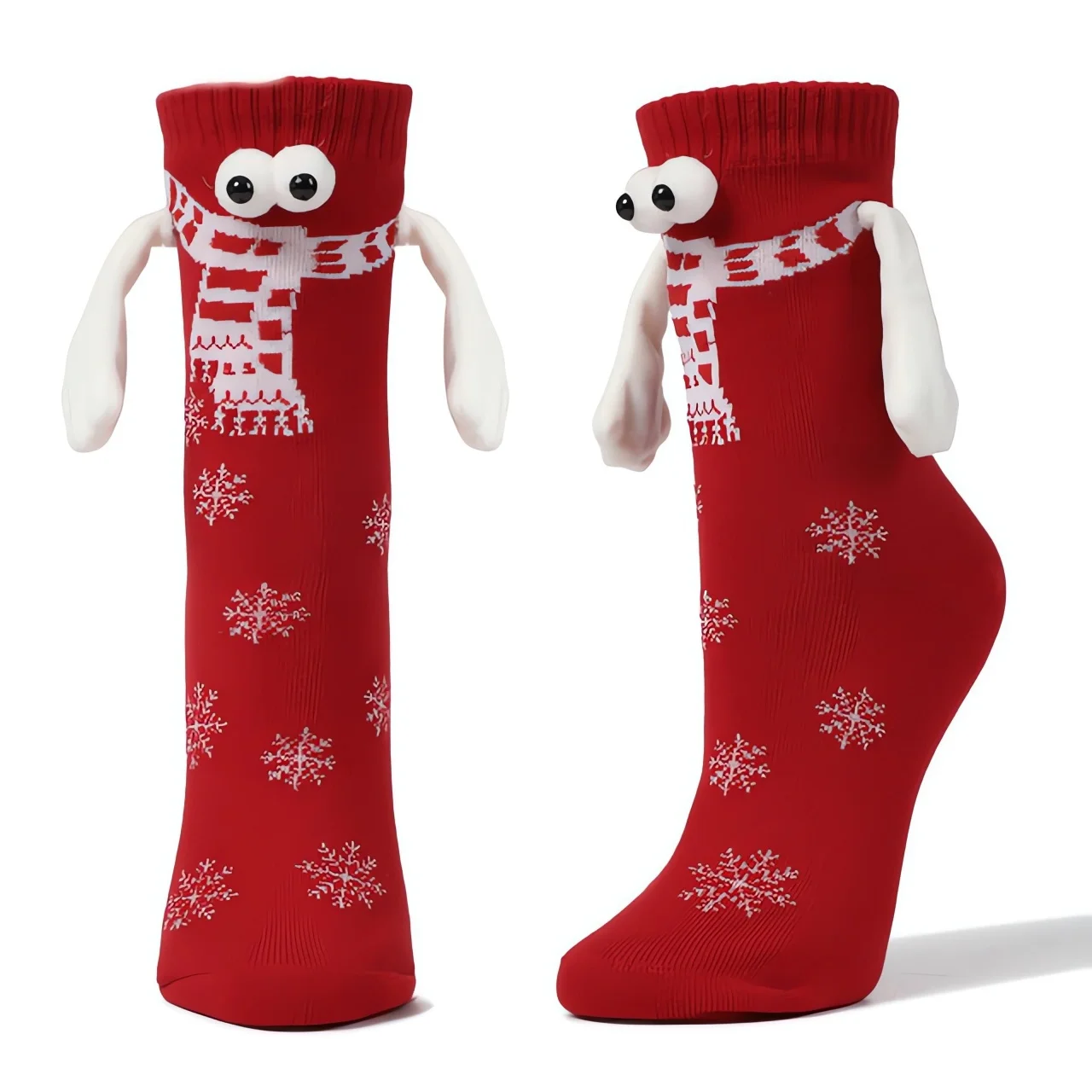 2023 Schattige Kerst Magnetische Sokken Voor Vrouwen Mannen Paar Grappige Creatieve Cartoon Ogen Hand In Hand Mid Tube Casual Katoen Sockings