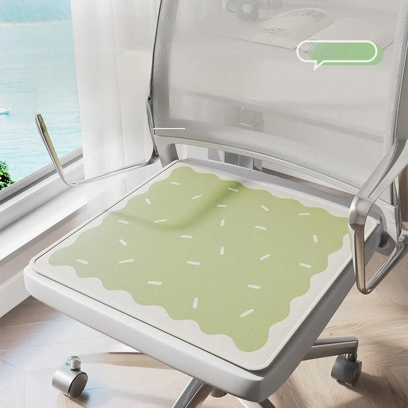 

Ice Silk Office Chair Cushion Summer Cool Pad Buttocks Support Pad Floral Pattern Cute Cartoon Style for Office Chairs