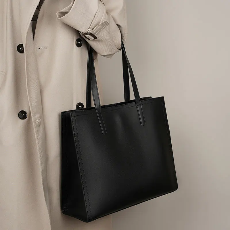 

Women Tote Bag Luxury Designer Large Capacity Women's Bag Cowhide Split Leather Shoulder Bags Fashion Business Laptop Handbag