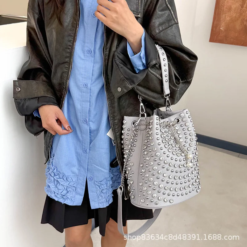 حقيبة دلو عصرية عتيقة، محفظة كتف واسعة، حقيبة كروس نسائية ليلاً ونهارًا، حقيبة بمقبض علوي بسيط، حقيبة حبال مزخرفة