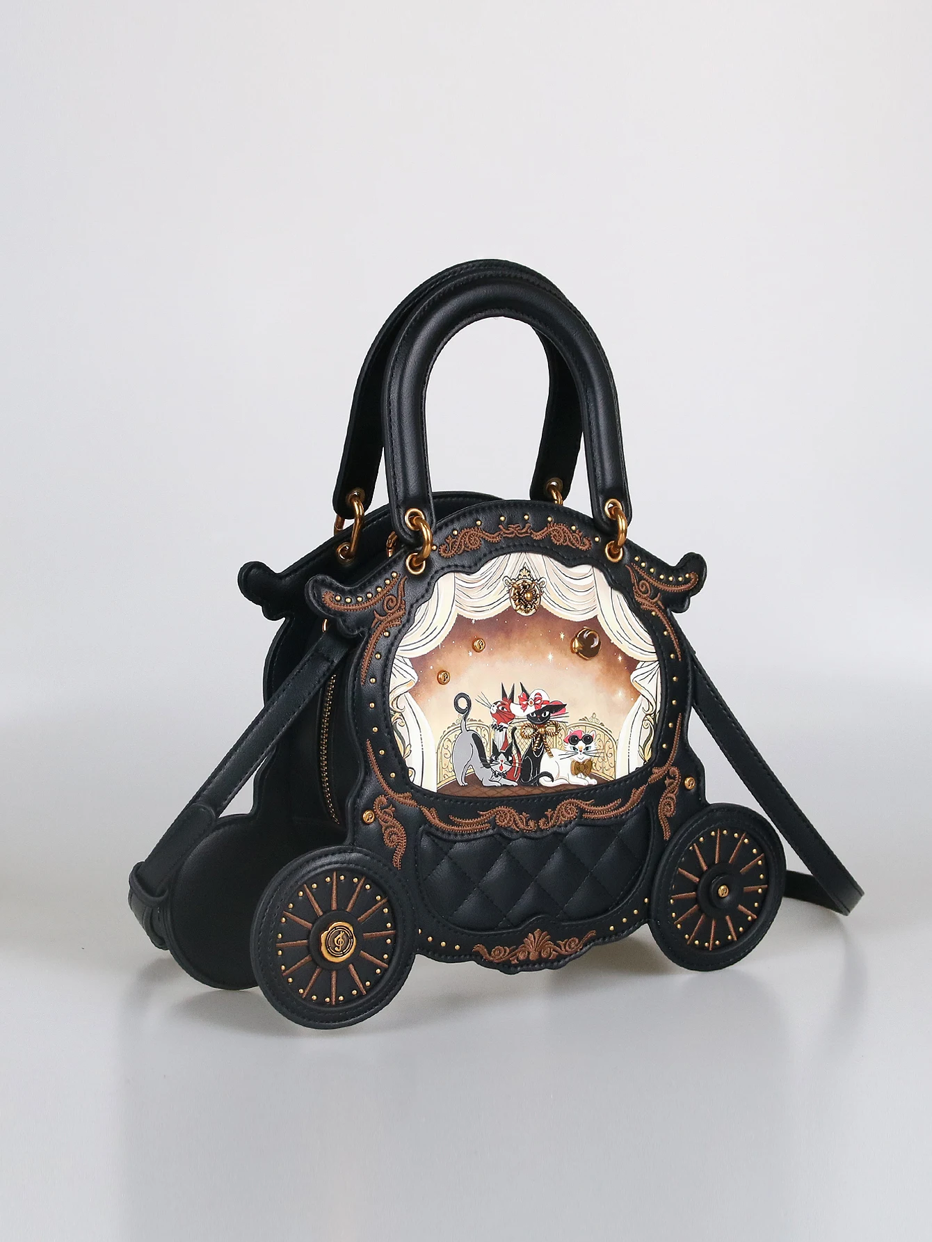 Modische neue 2026 Damen-Handtasche in spezieller Form, Retro-Kutschen-Handtasche, Nischenartikel, einzigartige Tasche mit Katzenmuster, Persönlichkeit, süß und charmant – Detail 14