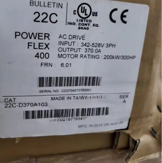 AB 22C-D370A103  400- 200 kW (300 HP) AC Drive New