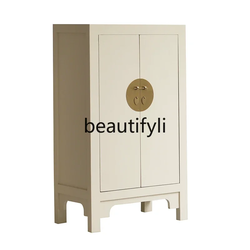 

ENew modern Chinese side high cabinet solid wood porch storage shoe cabinet decorative cabinet