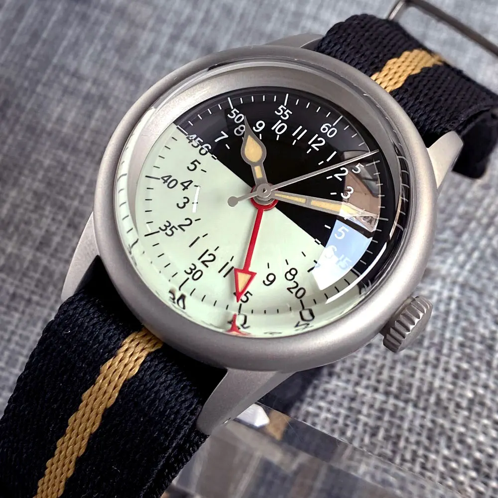 36 مللي متر ريترو الطيار NH34A التلقائي الميكانيكية ساعة رجالية مزدوجة القبة الياقوت الزجاج الرملي 200 متر مقاوم للماء مضيئة الهاتفي