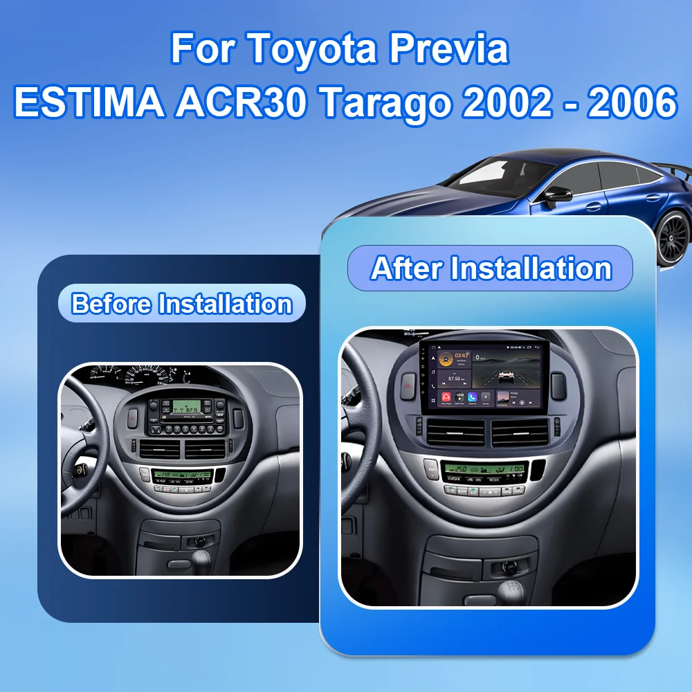 

Android 16 Car For Toyota Previa ESTIMA ACR30 Tarago 2002-2006 QLED Stereo Radio Multimedia Player Head Unit GPS 4G BT Carplay