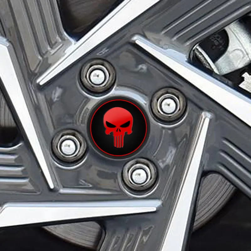 Car Decor 4pcs 56mm Skull Logo Car Wheel Center Hub Cap Aluminium Sticker For Universal Cars Styling Accessories